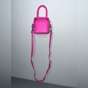 Miniature Micro Neon HotPink Adjustable Crossbody Zipper Whimsy Rave Vinyl Retro